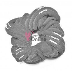 Elastic pentru par Cod ECD015NN din catifea Gri cu cristale